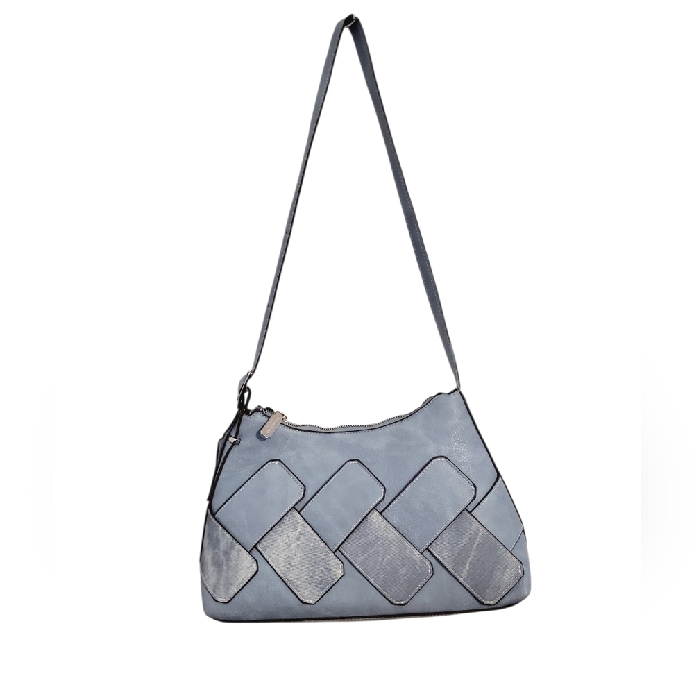 Blue Woven-Detail Shoulder Bag